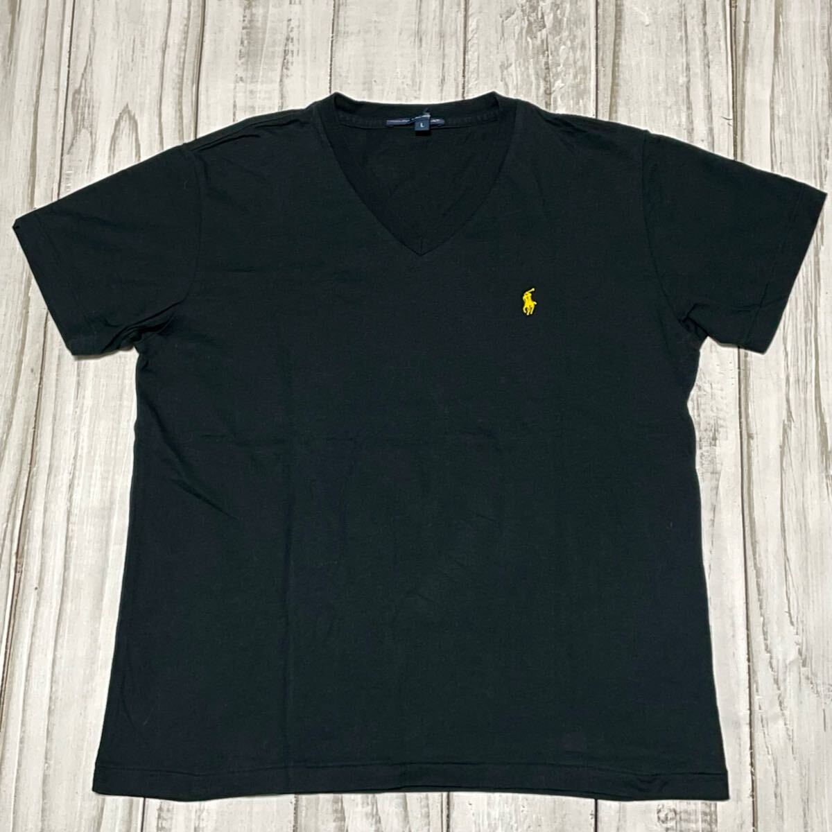 RALPH LAUREN SPORT ラルフローレンスポーツ ポニーロゴ 刺繍 半袖Tシャツ Vネック 紺色 ネイビー Lサイズ レディース Y13拍卖