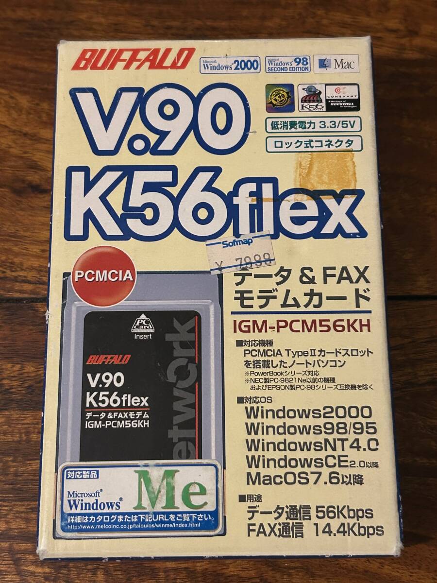 BUFFALO V.90 K56flex データ&FAXモデムカード IGM-PCM56KH PCMCIA Type2カードスロットル搭載パソコン。拍卖
