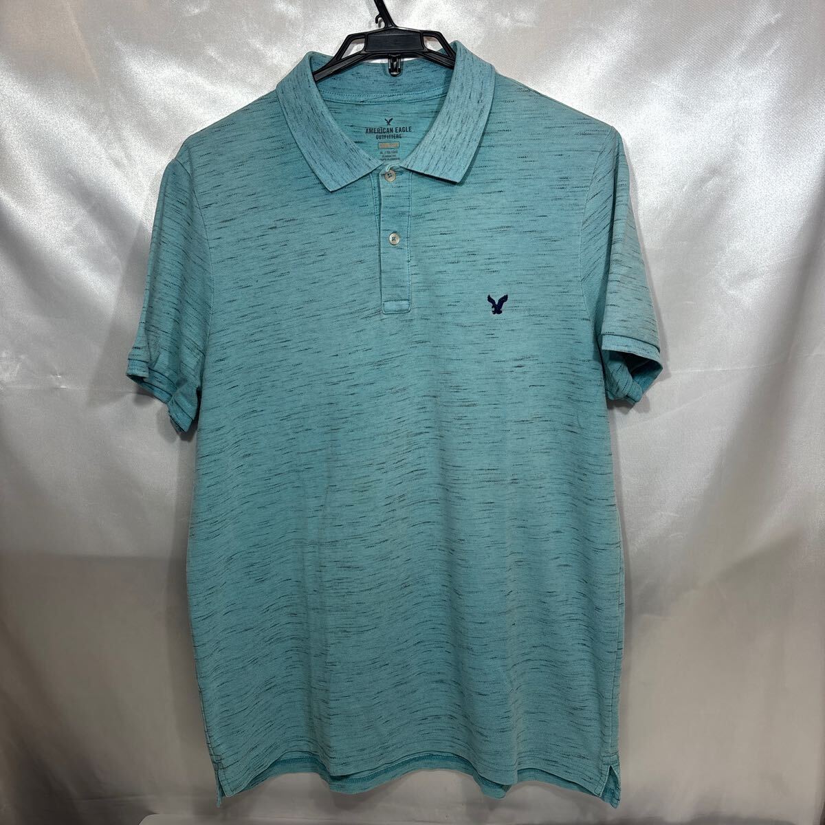 135♪US-ユーズド♪アメリカンイーグルポロシャツ半袖ブランドメンズ伸縮性コットン★ブルー系US-XLサイズ(使用感XL-2XLサイズ) 拍卖