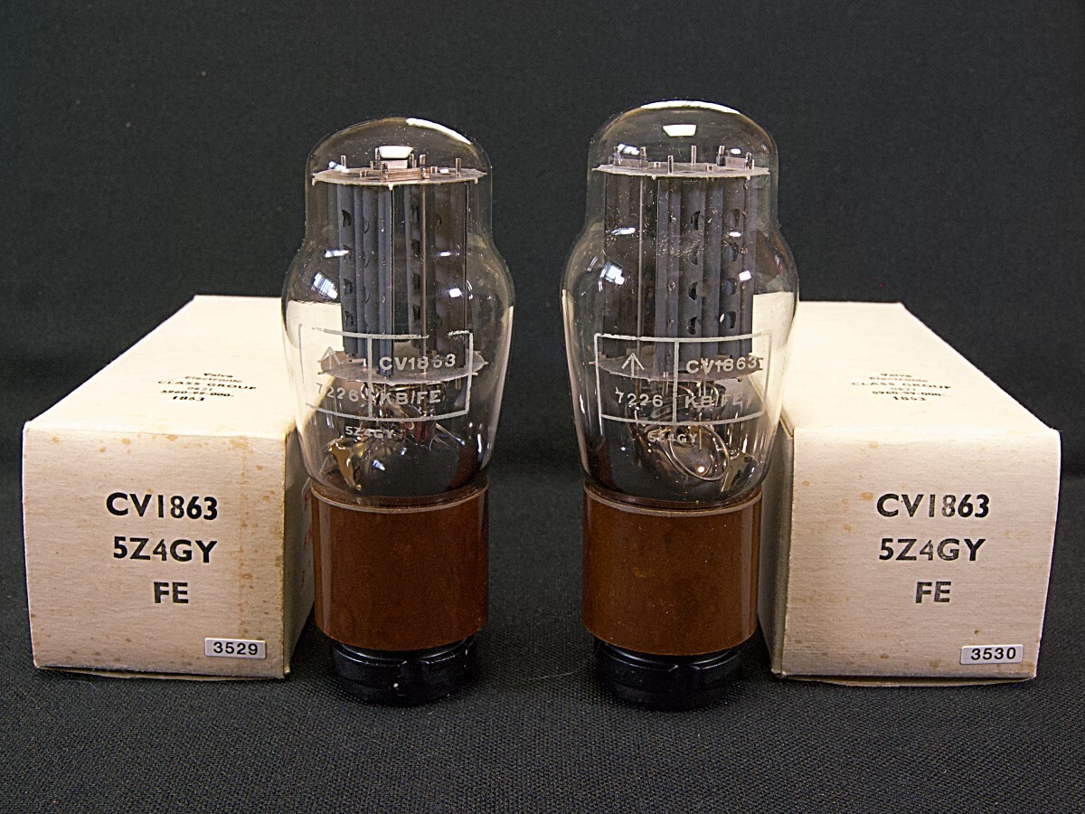 ♪♪STC/Brimar CV1863 (GZ30/5Z4G) 整流管 NOS品ペア #3529、英ブリマーSTC♪♪拍卖