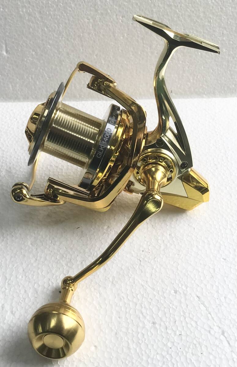 BILLINGSスピニングリールGLK-14000☆クロームゴールド☆送料無料 新品未使用☆610g☆左右ハンドル変更可☆ロータリーグリップ☆質感良し☆拍卖