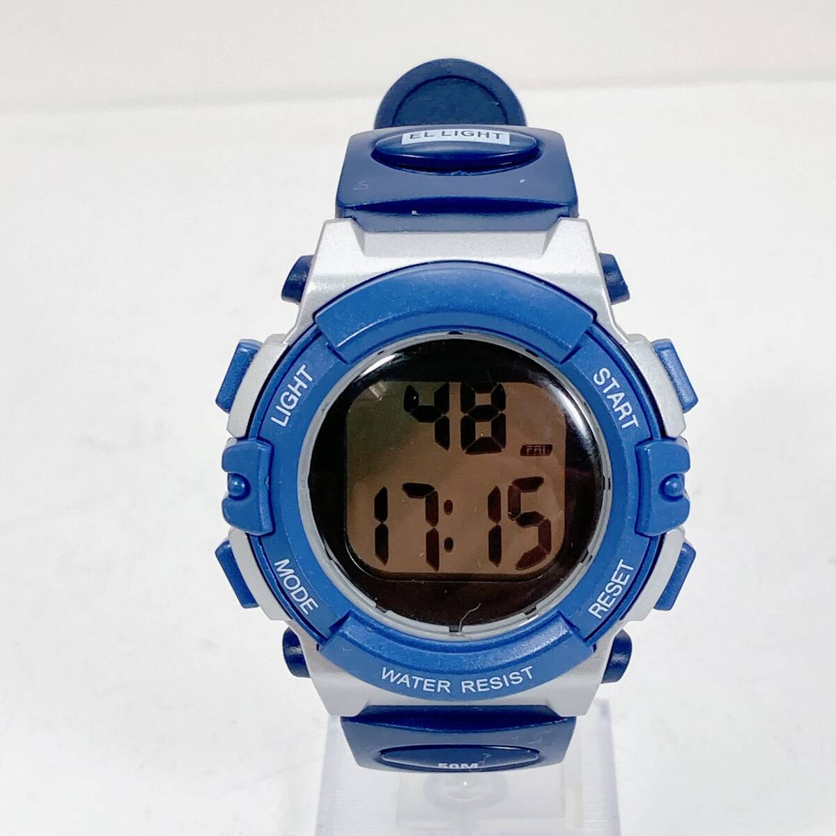 【未使用/即決/送料230円】 デジタルウォッチ ライト ストップウォッチ アラーム 説明書付 見やすい 大型液晶 子ども 腕時計 50502-7拍卖