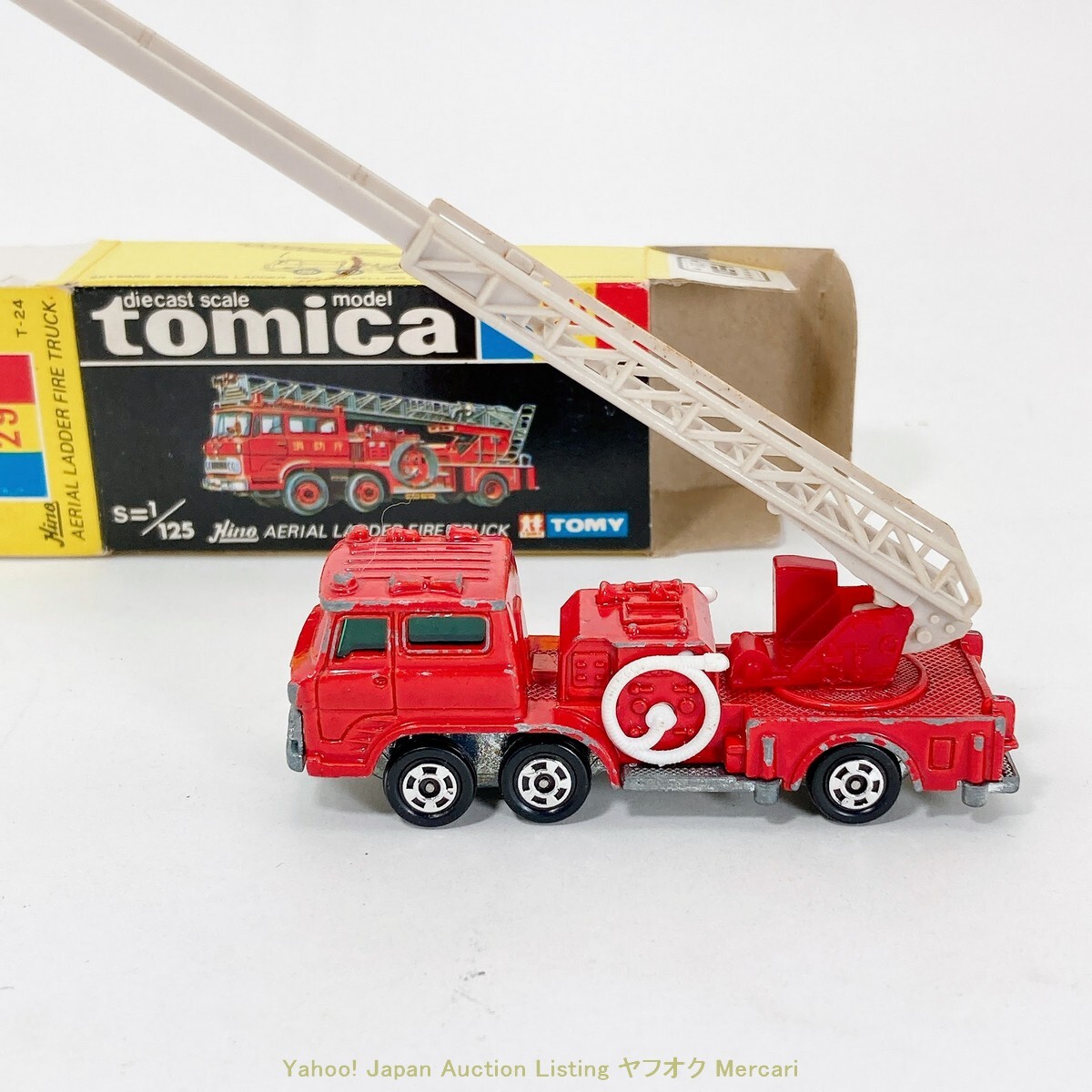 【送料230円】 トミカ 黒箱 29 日野 ハシゴ 消防車 元箱 トミー 日本製 レトロ ミニカー 505SG拍卖