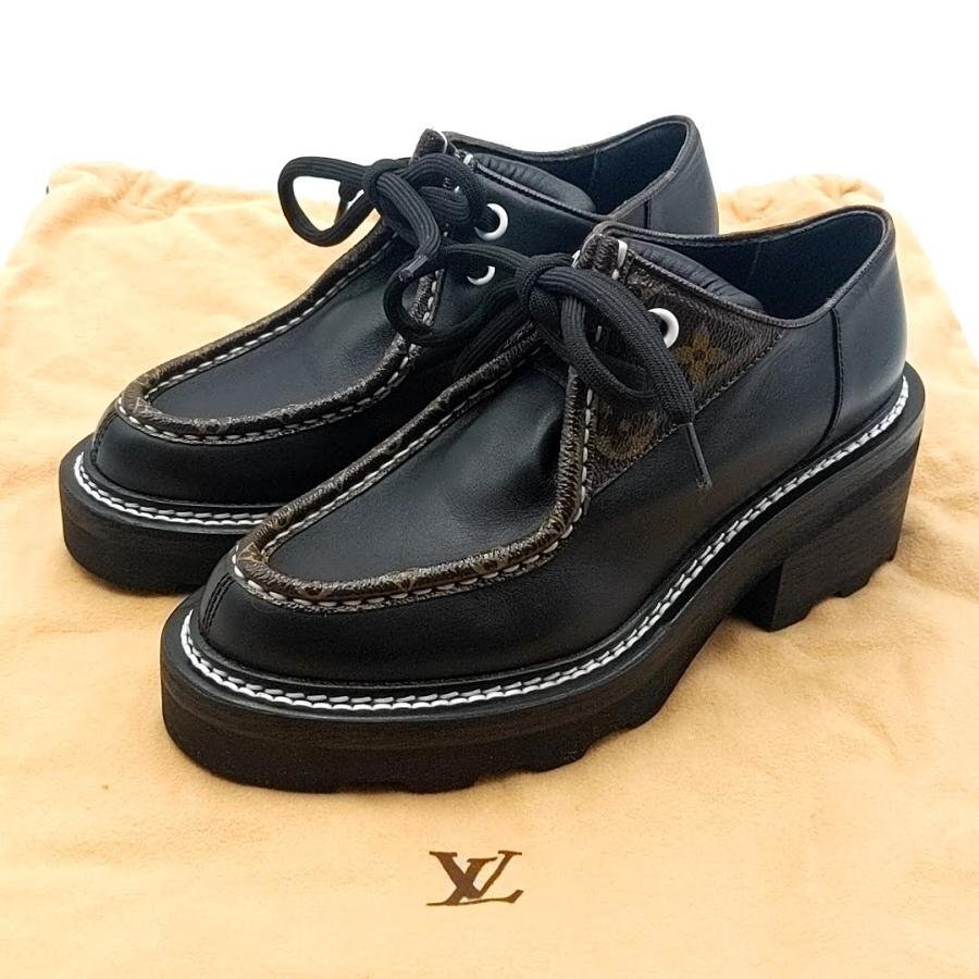 送料無料 美品 ルイヴィトン LOUIS VUITTON チロリアンシューズ LVボブールライン モノグラム 36 レディース拍卖