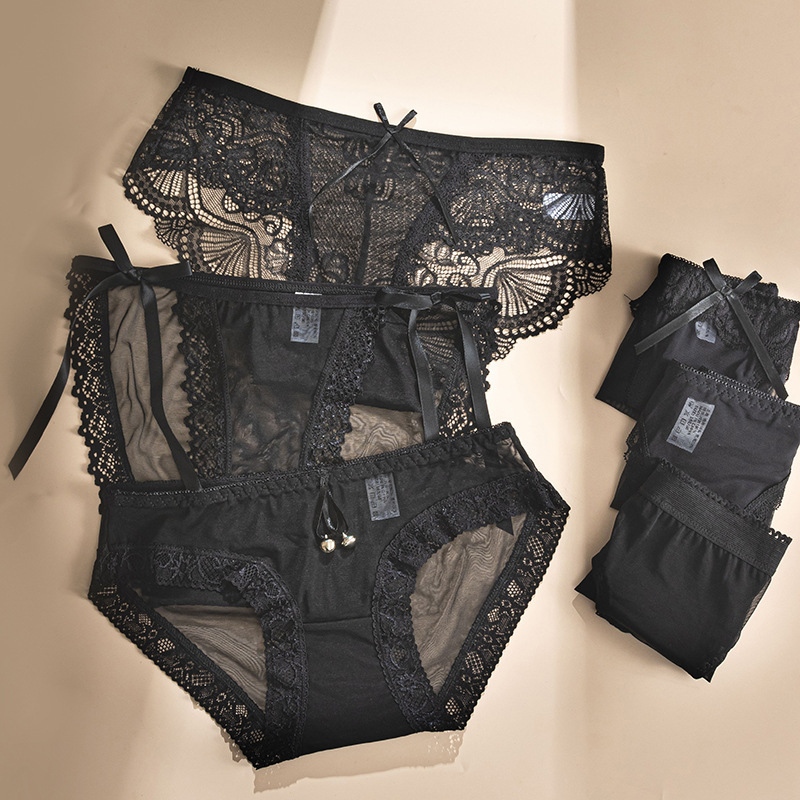 即決★レースパンツ♪セクシー♪レディース下着♪可愛いレディースショーツ ブラック:142拍卖