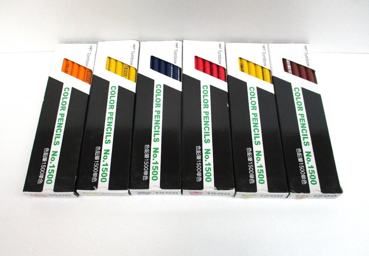 ★100287 色鉛筆5色(6箱)72本 トンボ鉛筆 No.1500 単色 山吹24本/赤茶12本/薄紅12本/藍12本/橙12本 未使用 ★拍卖