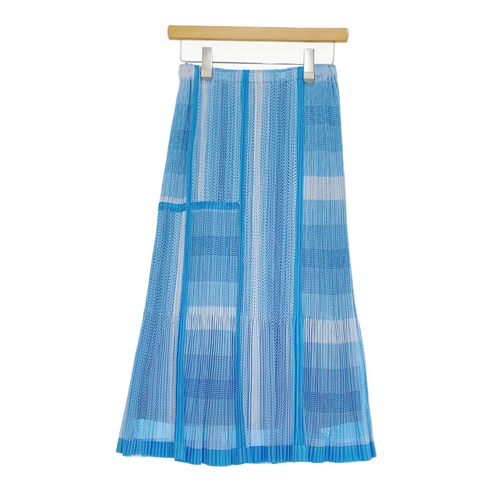 PLEATS PLEASE ISSEY MIYAKE プリーツスカート ペチコート付き メッシュ PP71-JG723 Lブルー ホワイト プリーツプリーズ 5-0511M 259815拍卖