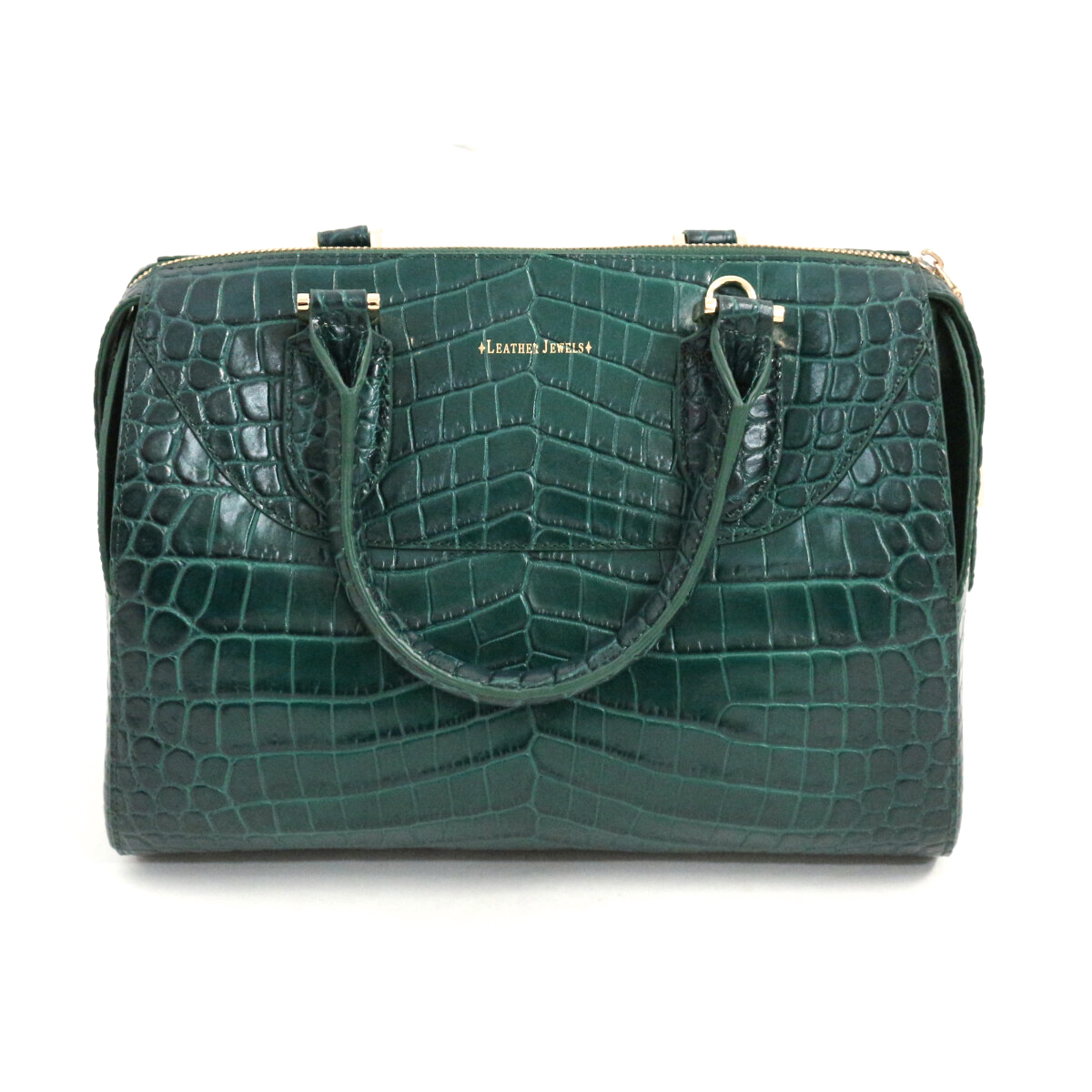 LEATHER JEWELS ショルダーストラップ付きクロコダイルエンボスレザーボストンバッグ レザージュエルズ拍卖