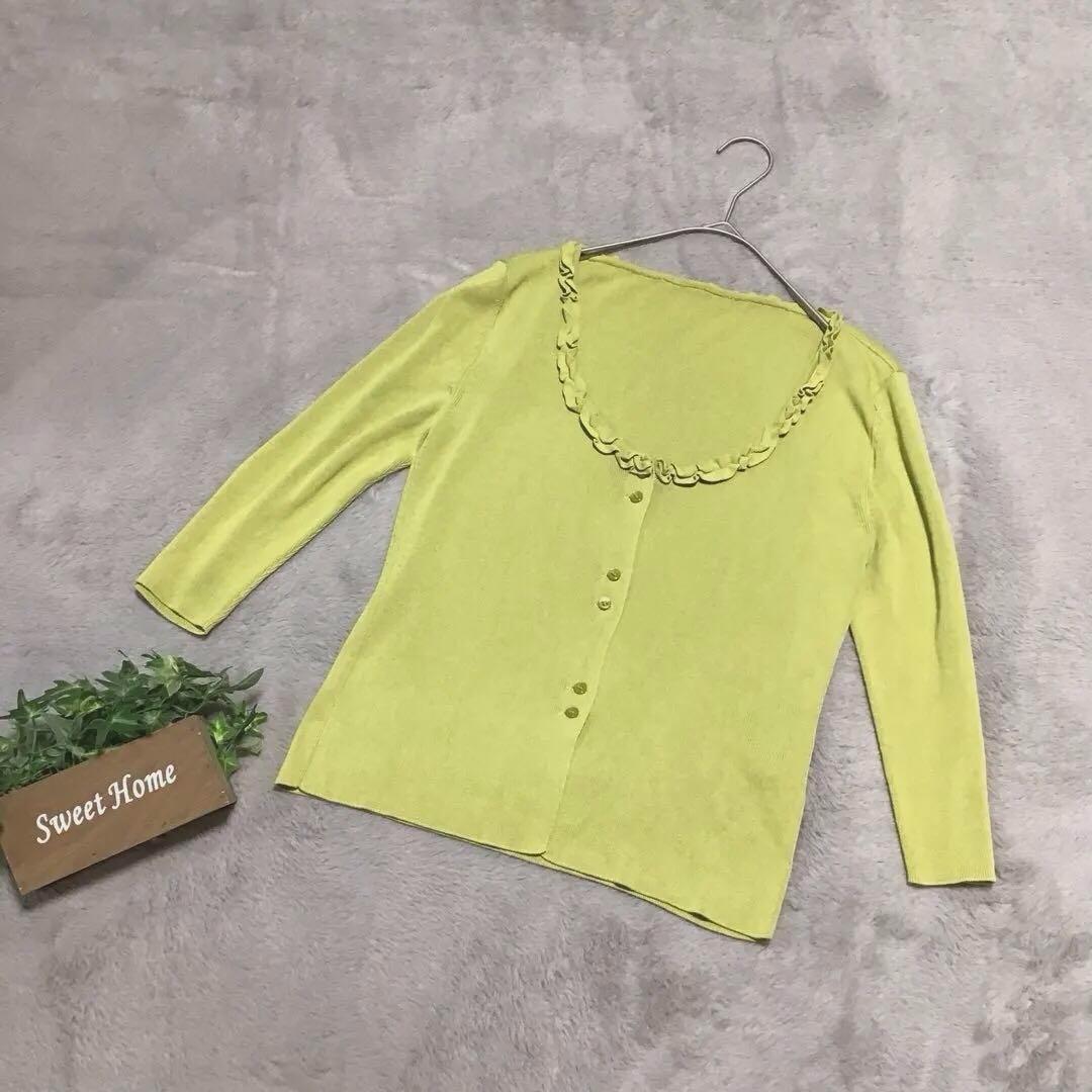 TRUSSARDI 40 伸縮性 L フリルカーディガン7分袖 個性的拍卖