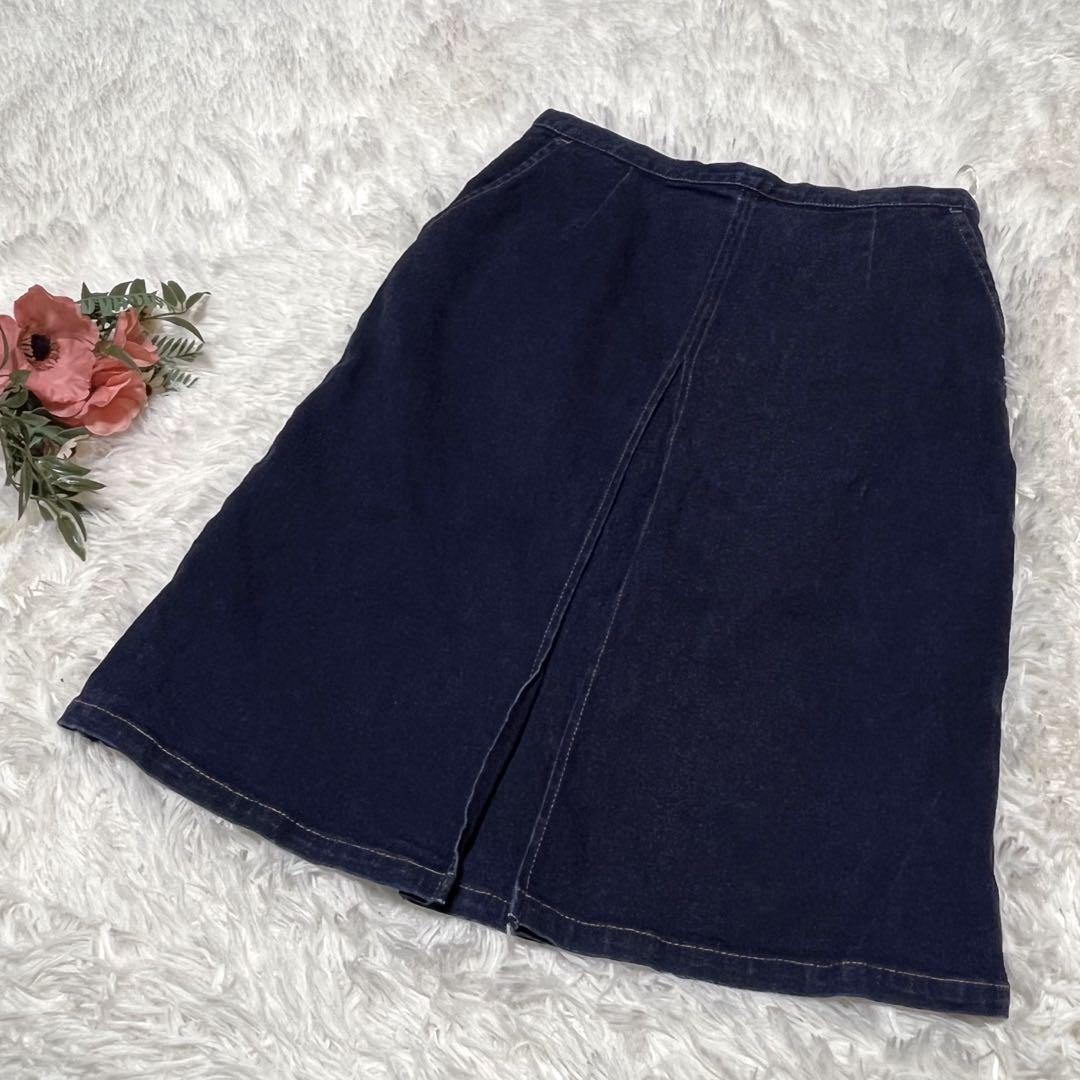 膝丈スカート Mデニム カジュアル 台形スカート サブカル y2k 平成拍卖