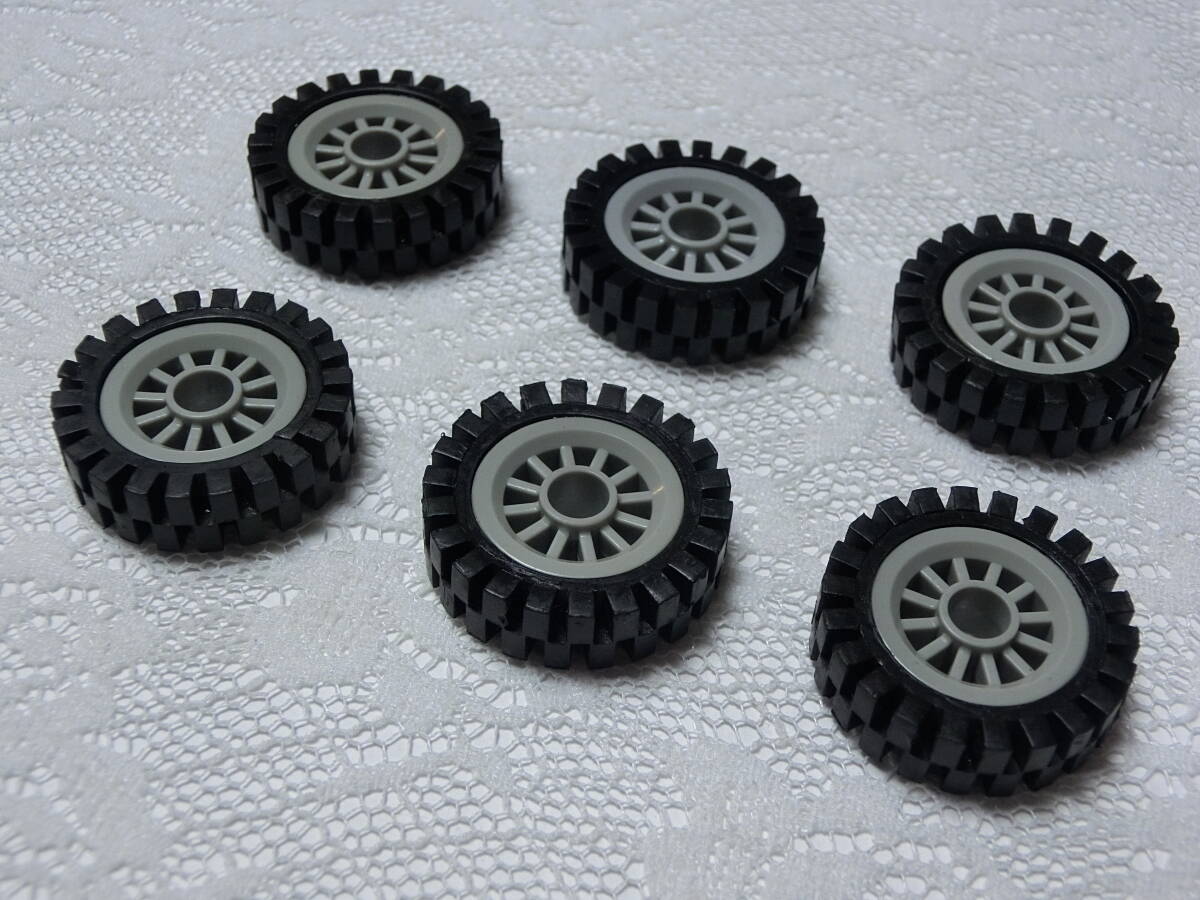 ★ LEGO 正規品 ★ レゴ タイヤ (24x7) ホイール一体型 ブラック & ライトグレー 6個セット ★ LEGO ブロック タイヤ拍卖