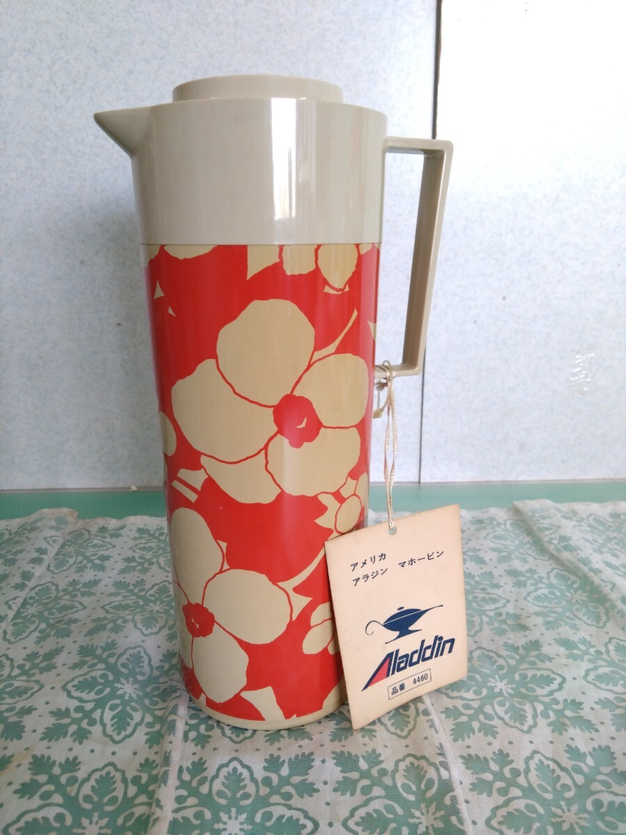 ●1960~70年代 レトロ ポップ ヴィンテージ 当時物 アメリカ Aladdin アラジン マホービン 4460 魔法瓶 花柄 保温 ポット 未使用品 ③拍卖