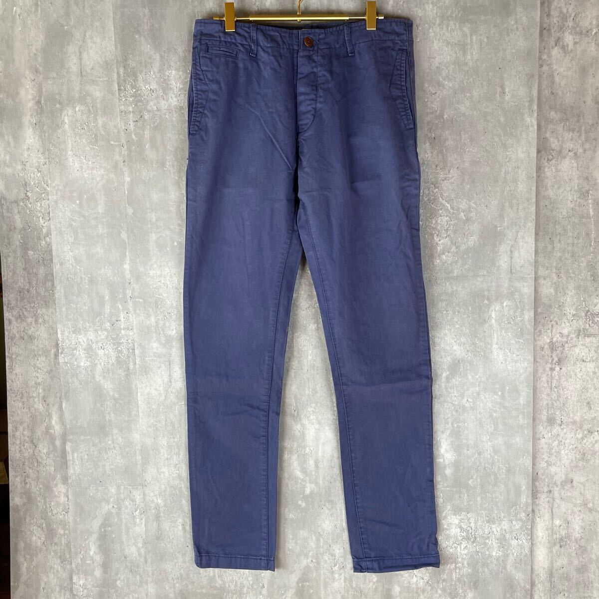 【チノパン】SCOTCH&SODAネイビー チノパン ブラウンボタン チノパン ワークパンツ 古着 スラックス拍卖