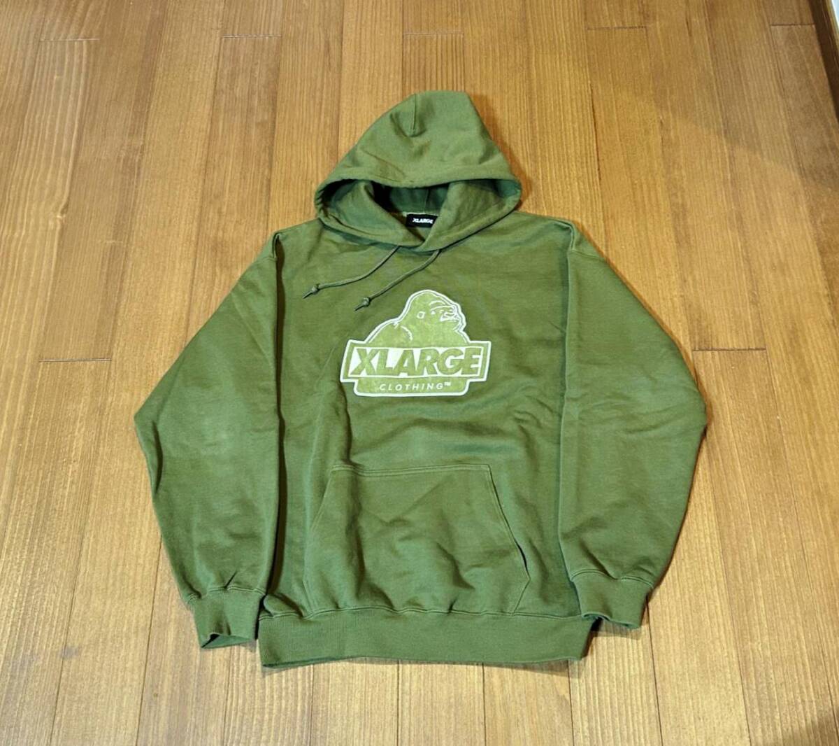 XL LARGE スウェットパーカ 美品 モスグリーン M拍卖
