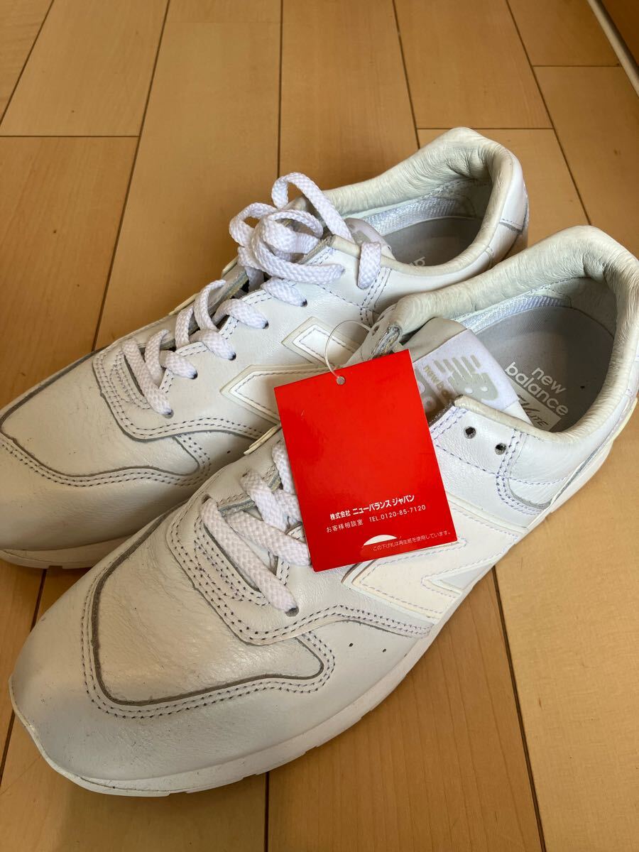 未使用 ニューバランス 996 27.5 ホワイト レザー スニーカー 白拍卖