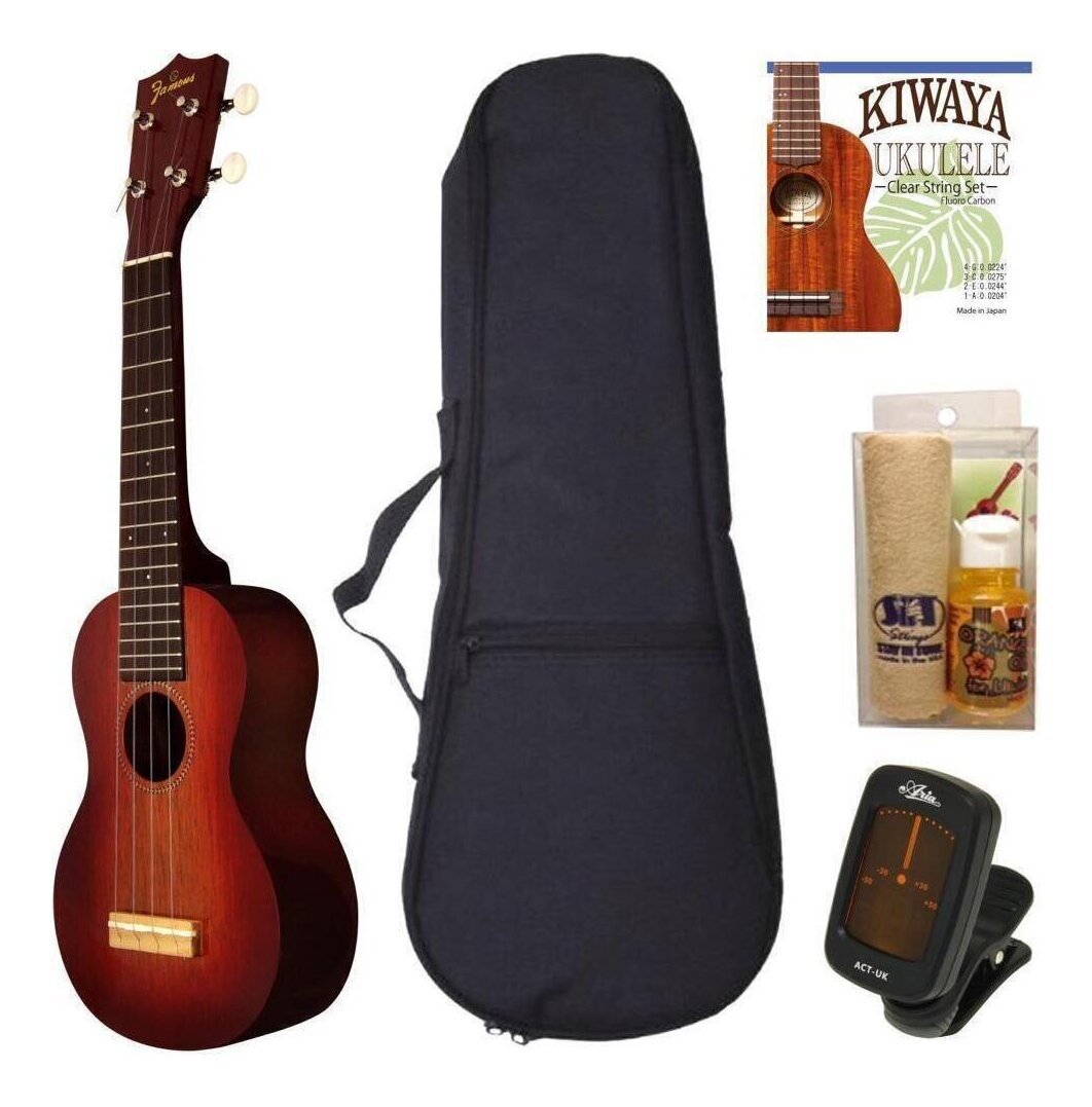 即決◆新品◆送料無料Famous FS-7G/定番5点セット ソプラノウクレレ拍卖