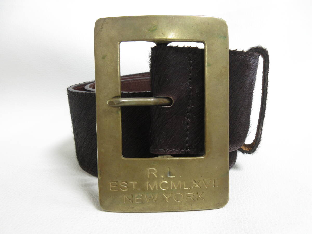 14724◆RALPH LAUREN ラルフローレン ヴィンテージ ハラコベルト【M】希少 英国製 MADE IN ENGLAND 中古 USED拍卖