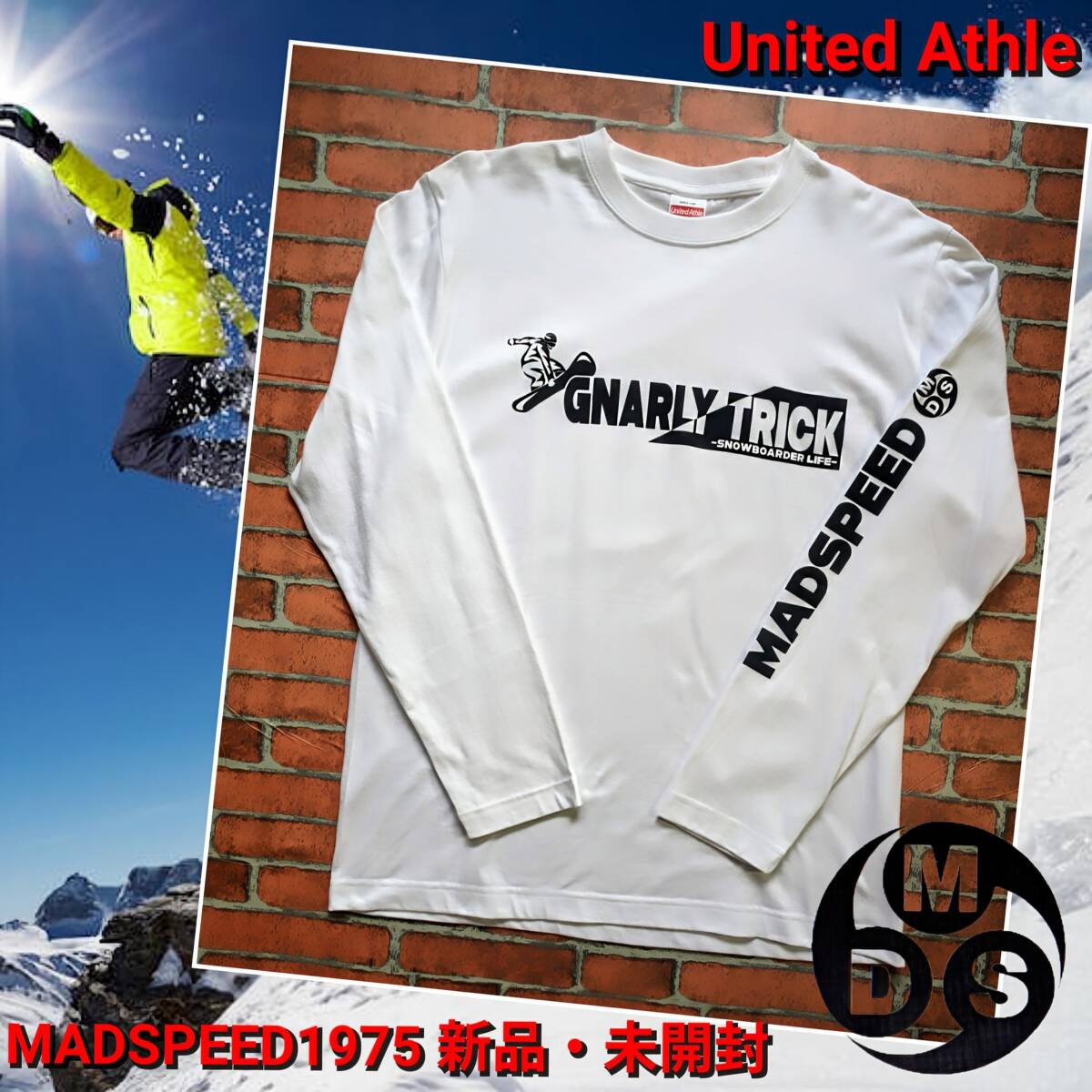 ※新品特価!【MADSPEED】趣味Tシャツ スノーボード スケートボード ハーフパイプ スノボーファッション ver 長袖 ホワイト 2XLサイズ拍卖