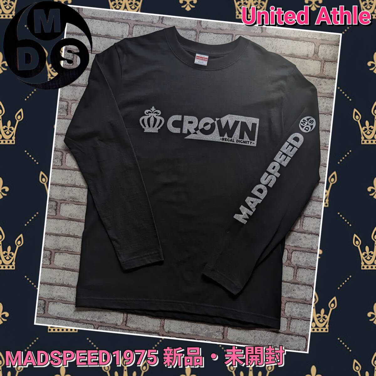 ※処分特価!【MADSPEED】趣味Tシャツ 王冠 クラウン crown クラウンクロスオーバー クラウンスポーツ 長袖 ブラック/シルバーラメ M拍卖