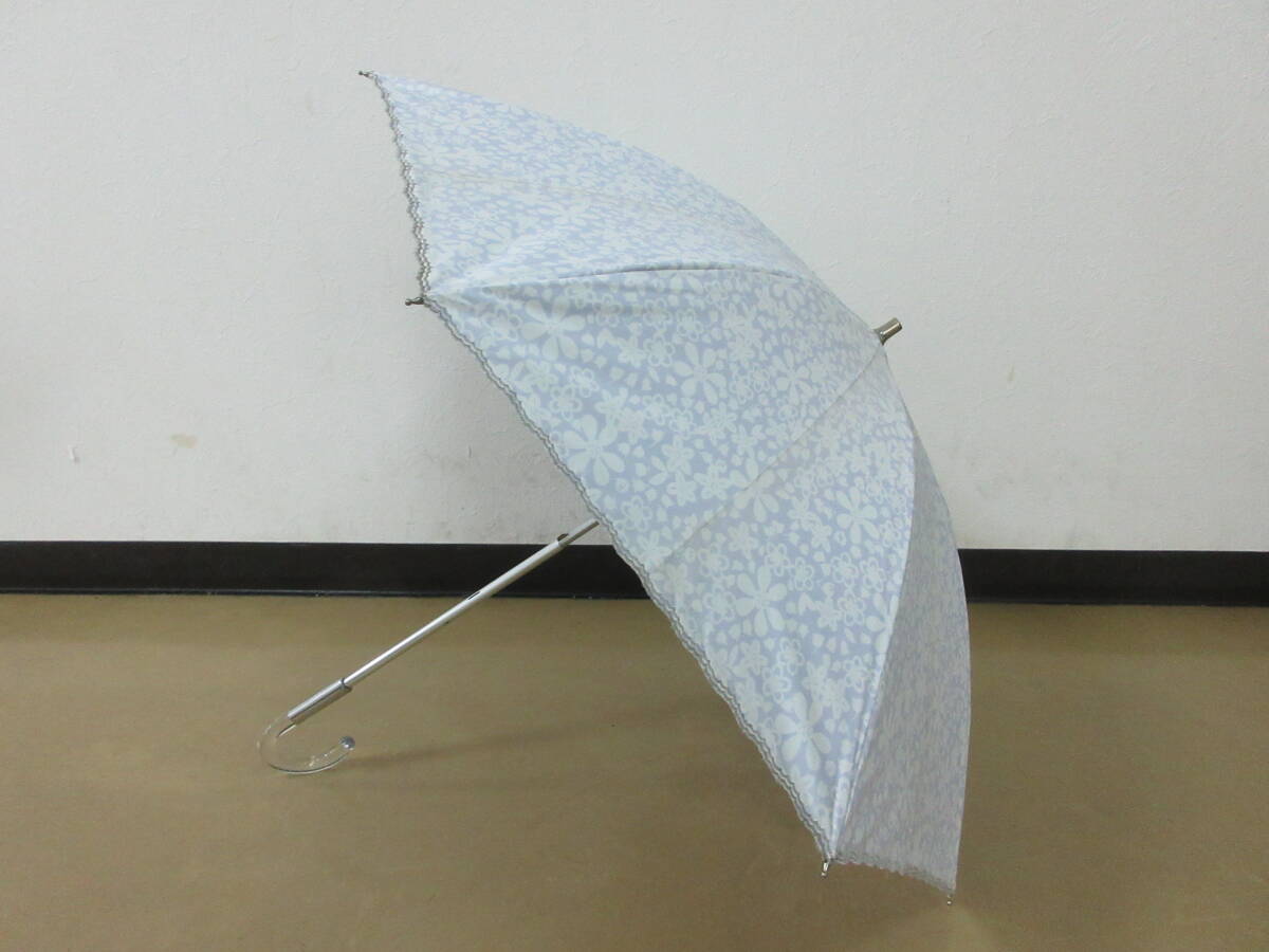 ( せ-A4-8130 )ANTEPRIMA アンテプリマ 日傘 長傘 手開き式 ブルー系 薄紫系 花柄 おしゃれ かわいい 全長約62~72cm 半径約42cm 中古拍卖