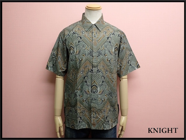 送料無料 Sumam バティックシャツ・M◆インドネシア製/民族/総柄/半袖/メンズ/25*5*3-16拍卖