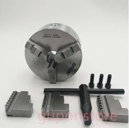 ● 精密 125mm 三爪チャック ● 3つ爪チャック 旋盤用 レンチ ねじ拍卖