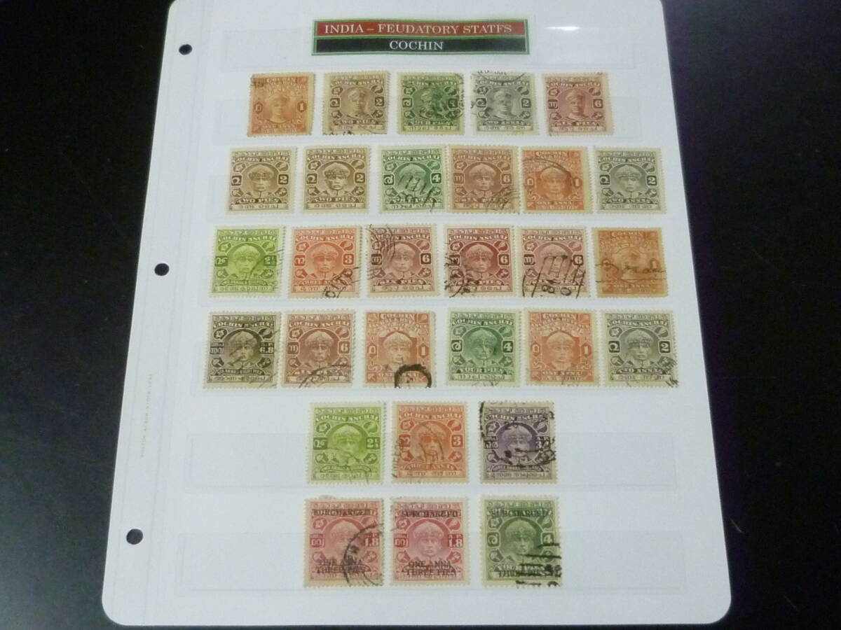 25SE M №34 インド切手 COCHIN 1918年 SC#23-62の内 計29枚 使用済・未使用OH2枚含 拍卖