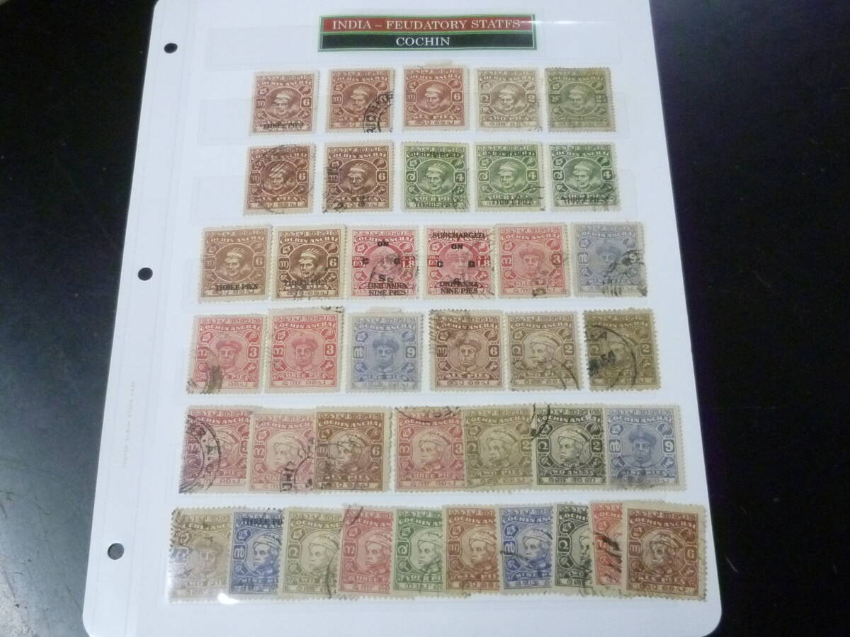 25SE M №35 インド切手 COCHIN 1943-1949年 SC#63-96の内 計39枚 使用済拍卖