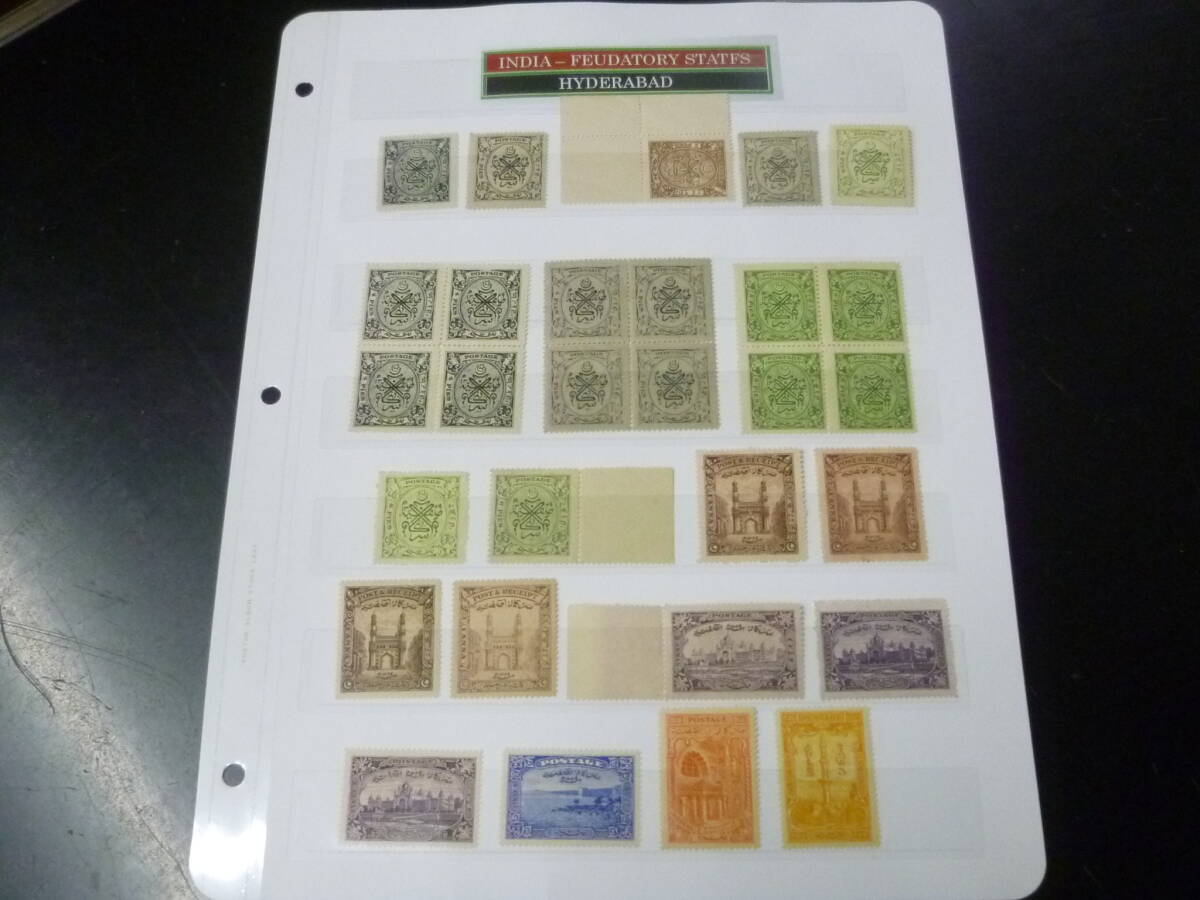 25SE M №42 インド切手 HYDERABAD 1931-1948年 SC#39-46の内 色バラエティー含 8種 計29枚 未使用NH~OH拍卖