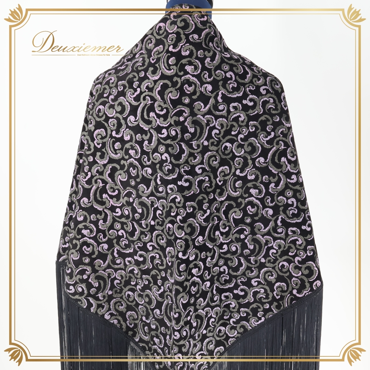 『送料無料』【日本製 レディースファッション】ブラック グレー パープル prinzipal プリンシパル ストール 豚革 黒 薄紫 三角 柄 模様拍卖