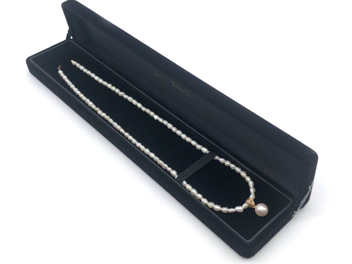 K18 金具 ケシパール ネックレス パール 真珠 トップ 約7mm珠 ベビーパール拍卖