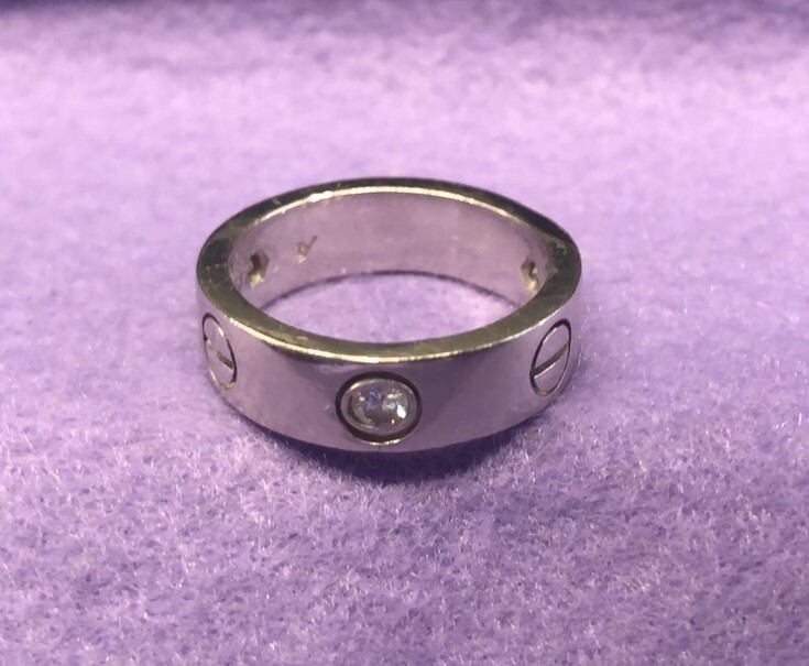 カルティエ CARTIER ラブリング ハーフダイヤ リング 指輪 ジュエリー K18WG 750 ホワイトゴールド レディース クリア系 10号 8.4g拍卖