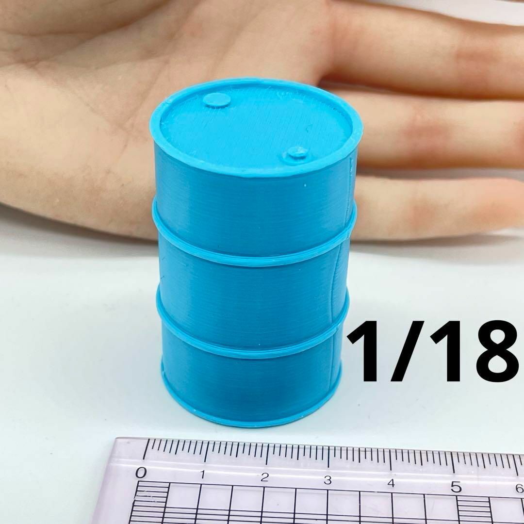 1/18 ドラム缶 水色 ミニチュア フィギュアに 1/64より大 ミニカーに ミニチュアイメージ 完成品 ドールハウスに 3D拍卖