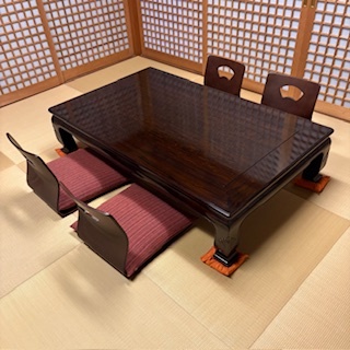 高級座卓 黒檀座敷机 座椅子 座布団セット 一式 引取りに限る 発送不可拍卖