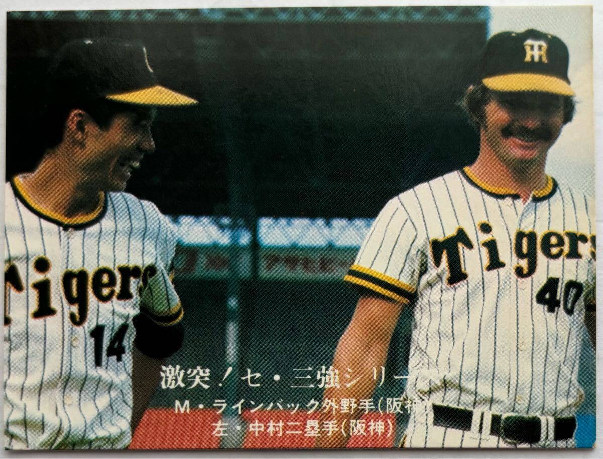 1976年 1040 M・ラインバック(マイク・ラインバック) 阪神タイガース 激突!セ・三強シリーズ No.36 カルビー プロ野球カード拍卖