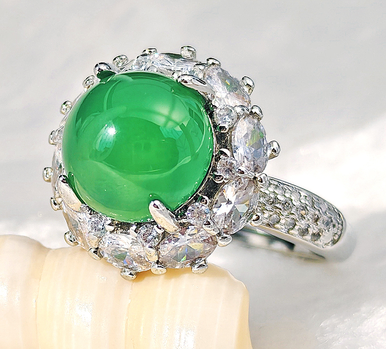 N2505125◆Bigstone◆【グリーンカルセドニー】大存在感な宝石*ファッション感あるリング 11~14号拍卖