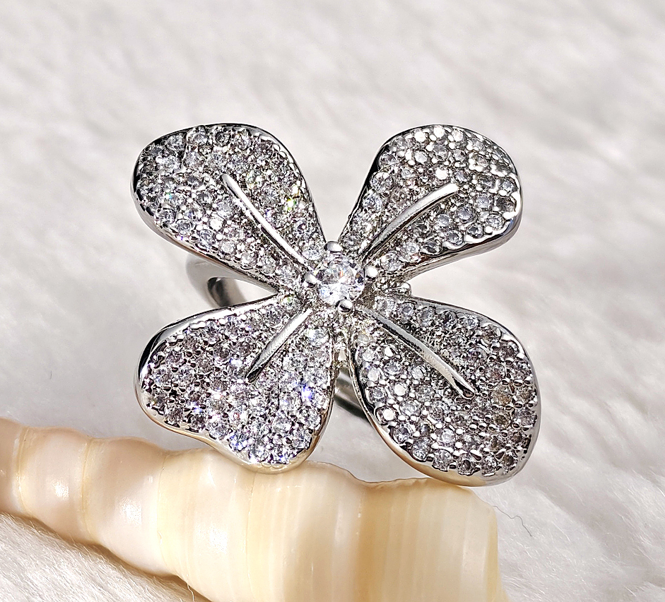 N250573◆Bigstone◆【綺麗なフラワー】レディースアクセサリー *清新スタイル*欧米大人気なリング*11~14号 フリー拍卖