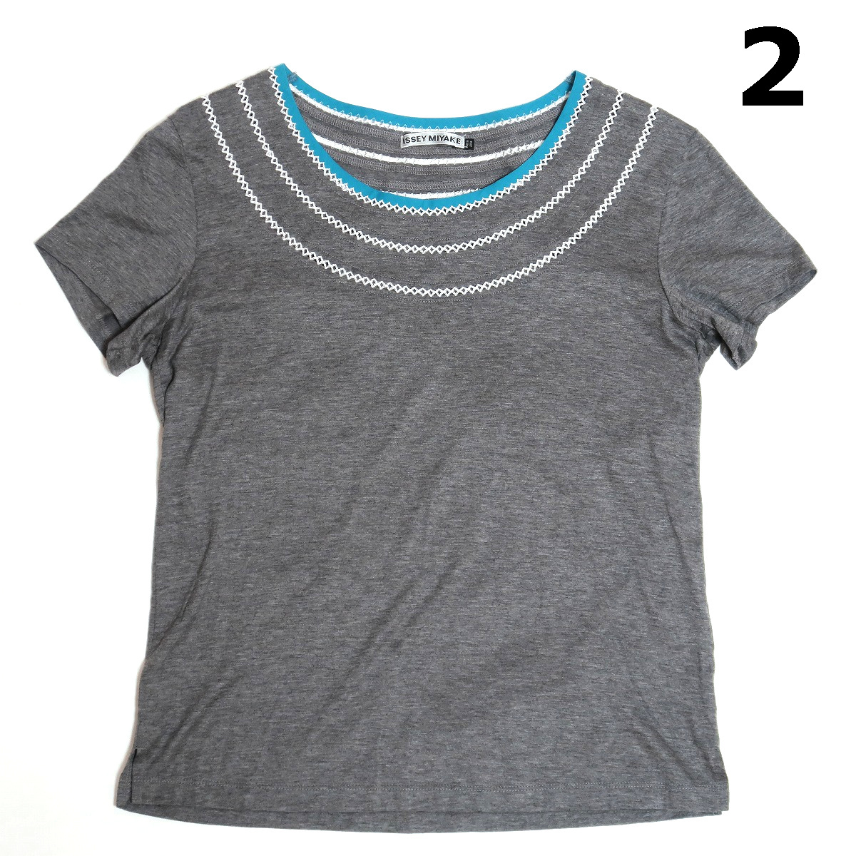 美品 2 イッセイミヤケ レディース アイレット Tシャツ 半袖 グレー拍卖