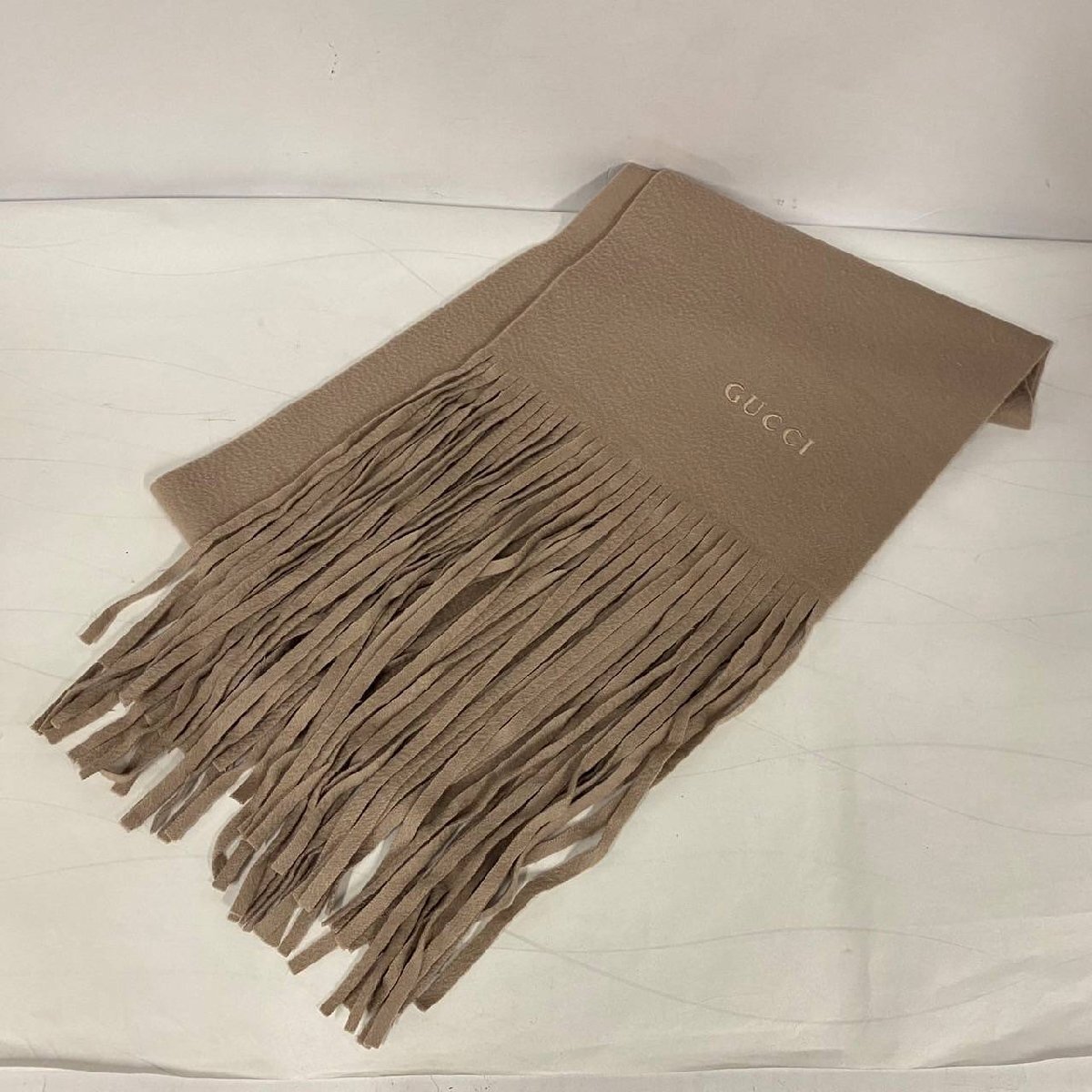 GUCCI グッチ マフラー カシミア100% ブランド 服飾小物 ピンクベージュ系 冬物 防寒 巻物拍卖