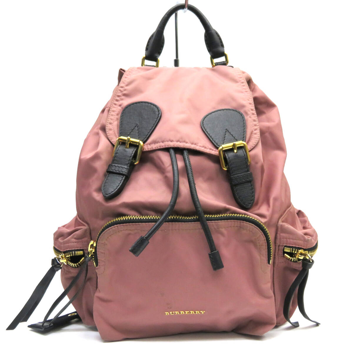 BURBERRY バーバリー ナイロン×レザー ゴールド金具 バックパック リュックサック ピンク拍卖