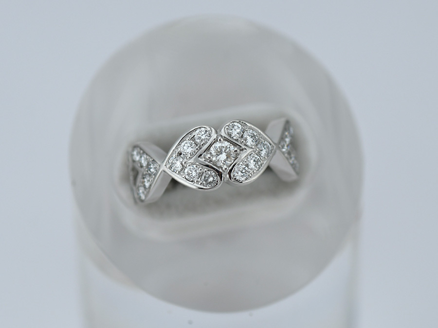 Pt900 ファッションリング ダイヤモンド 0.853ct ハートエタニティデザイン サイズ9号 プラチナ ハートデザインリング 研磨仕上げ済 中古拍卖
