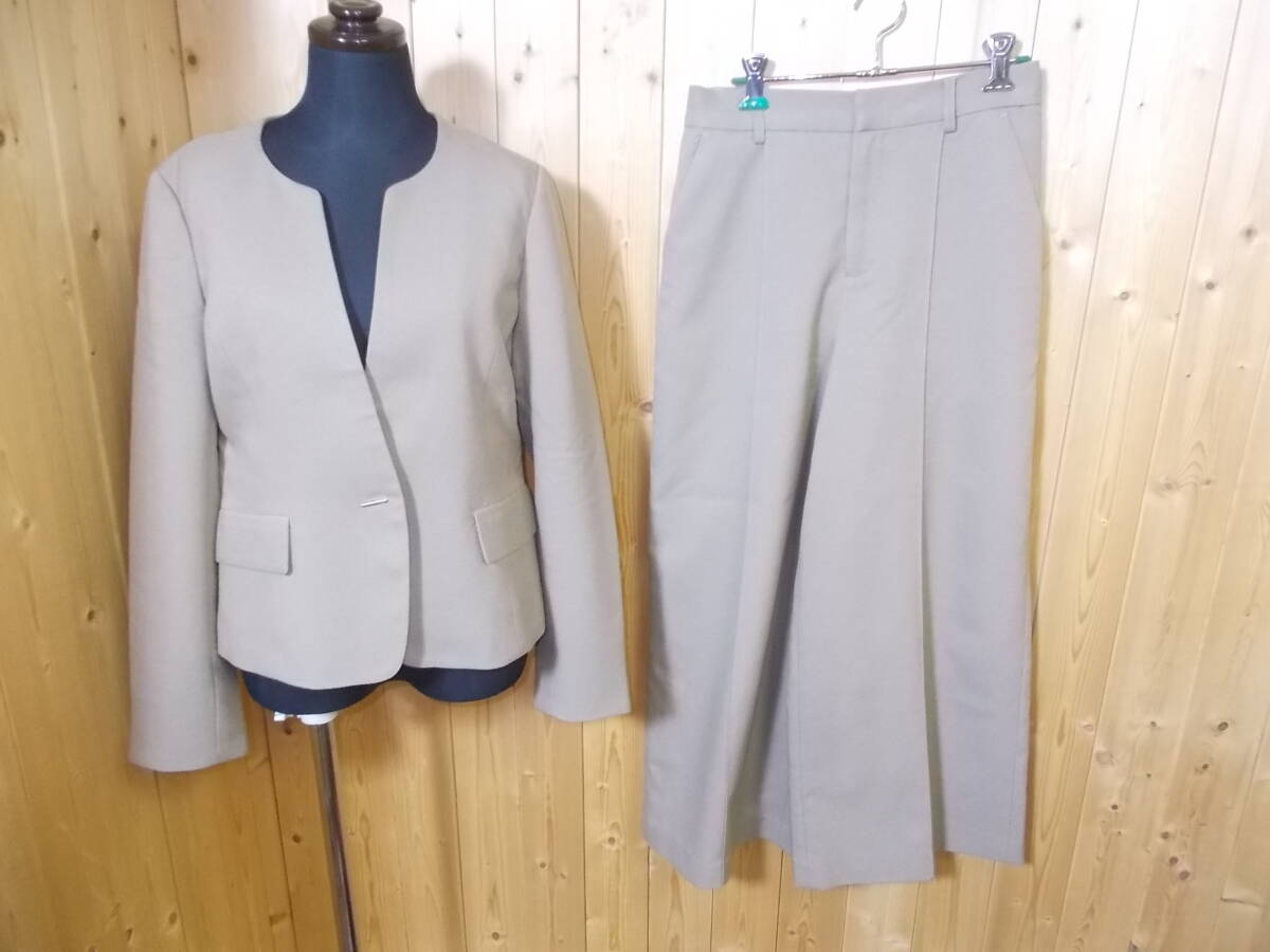 b1246◆a.v.v ジャケット・パンツ セットアップ◆アー・ヴェ・ヴェ 上下セット サイズM イトキン㈱ レディース ノーカラー ポリエステル 7E拍卖