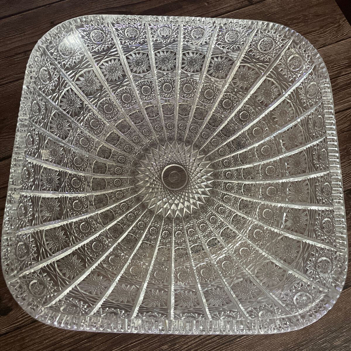 昭和レトロ プラスチック 角皿 27cm フルーツバスケット ガラス風 盛り皿拍卖