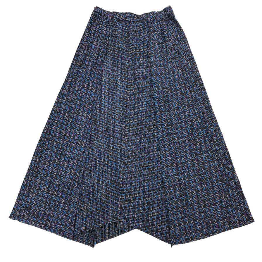プリーツプリーズ イッセイミヤケ スカート 総柄 ブルー系 レディース サイズ3 PP43-JG894 PLEATS PLEASE ISSEY MIYAKE【AFB34】拍卖