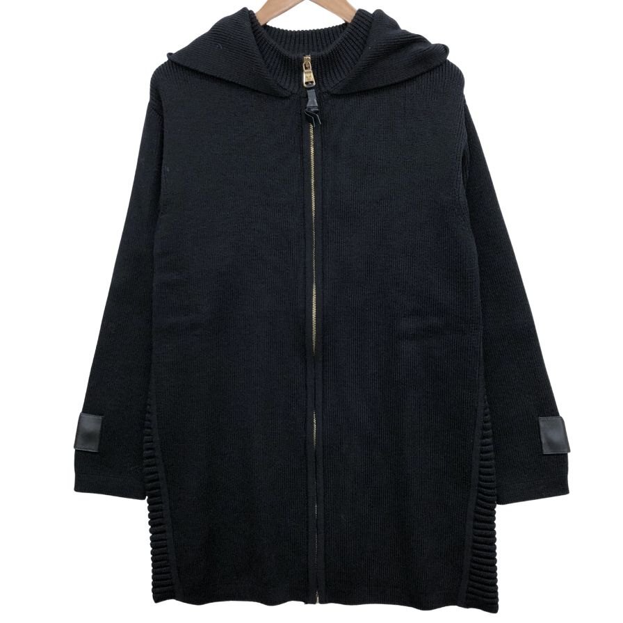 極美品◆コート ジャンニヴェルサーチ ニット フーディーコート ウール100% ゴールドジップ レディース サイズ40 【AFB23】拍卖
