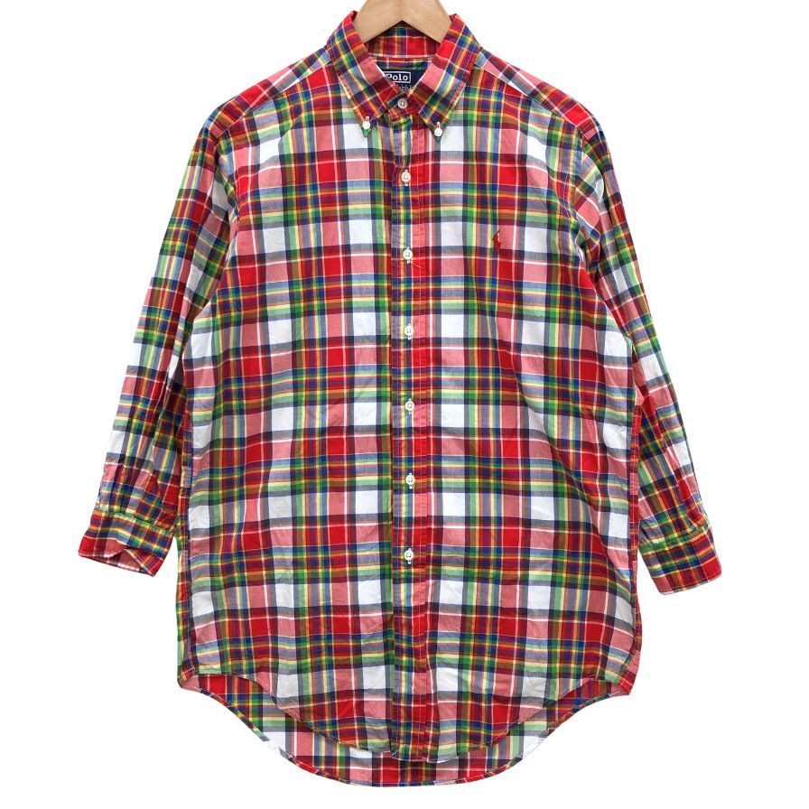 美品◆シャツ ポロ ラルフローレン 七分袖シャツ チェック マルチカラー メンズ サイズM POLO RALPH LAUREN 【AFB41】拍卖