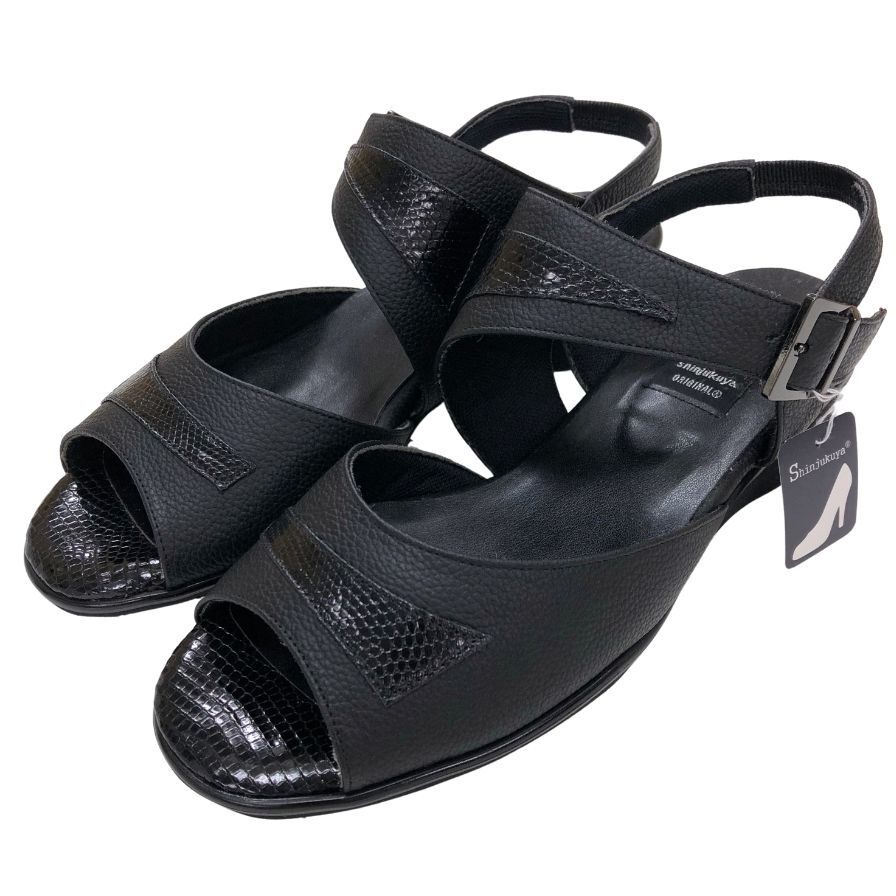 新宿屋 レザーパンプス トカゲ 2080-405 ブラック 24.5cm レディース shinjukuya 約24.5cm【7-19】拍卖