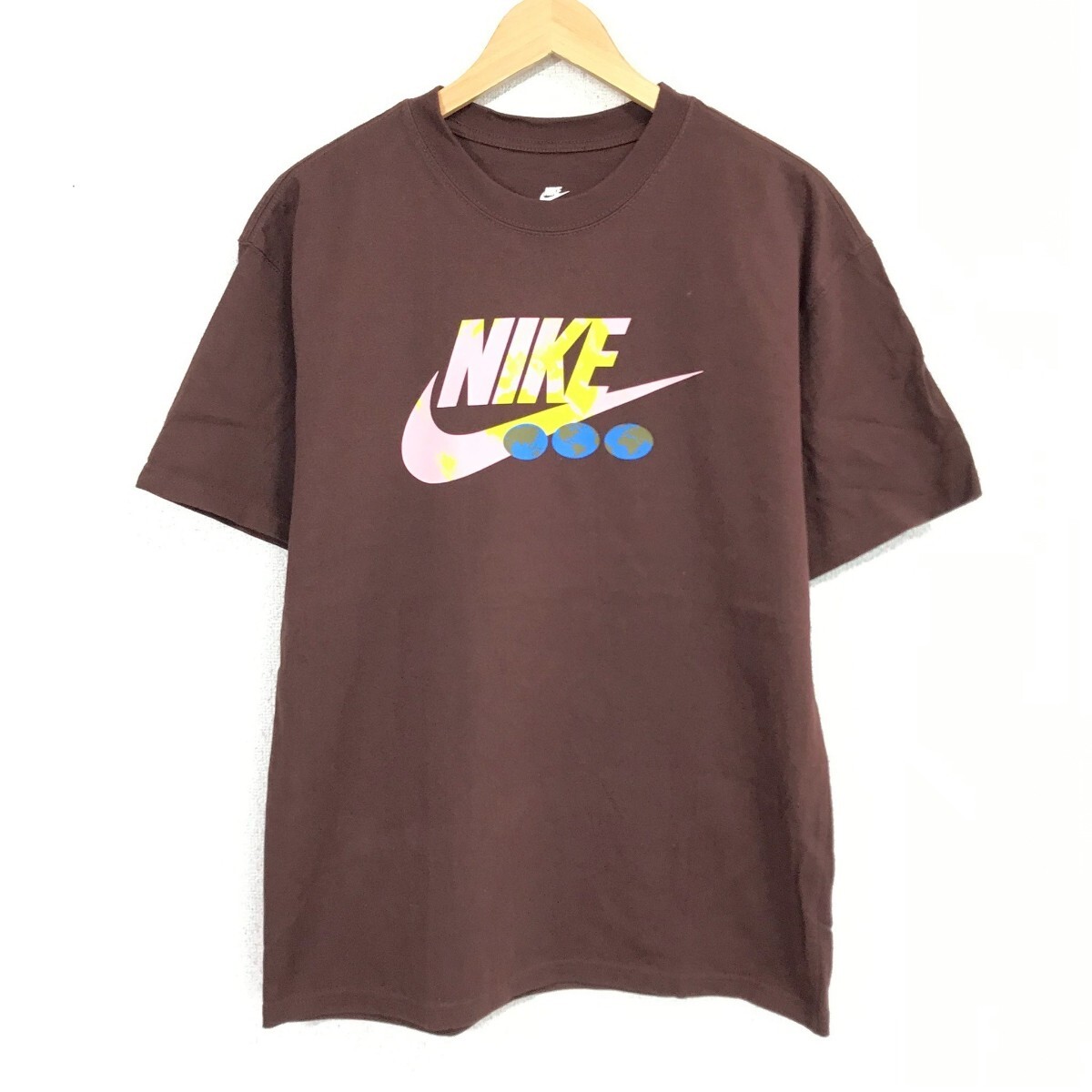Ye1265dL NIKE ナイキ THE NIKE TEE ルーズフィット サイズM 半袖Tシャツ ロゴプリント ブラウン系 メンズ スポーティー Tee拍卖
