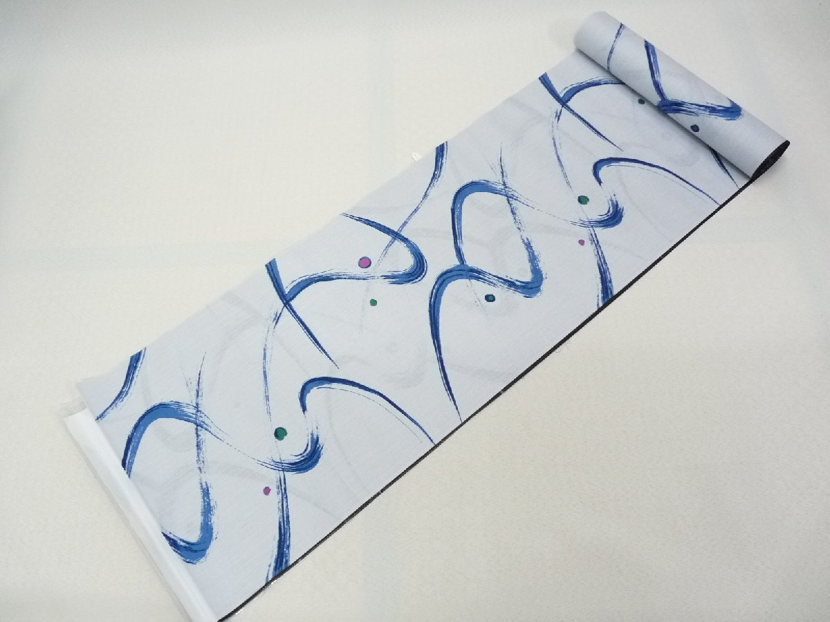 まゆの四季/新品/日本製/反物/男浴衣/綿紬変わり織り/25-5ブルーグレー地-筆描き模様拍卖