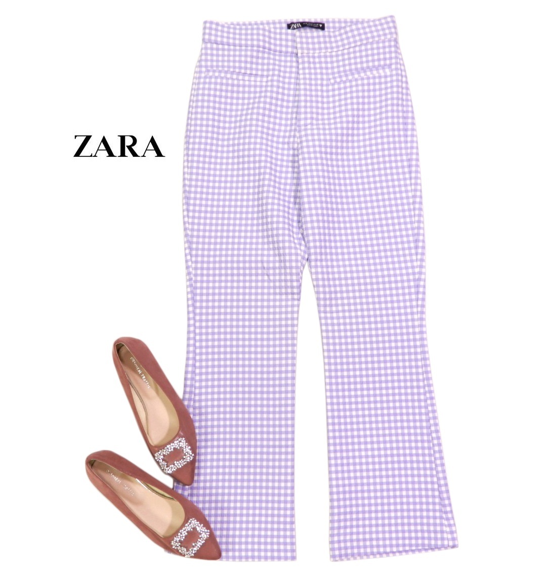 未使用 ザラ ZARA 大人可愛い☆ シアサッカー チェック柄 パンツ S 拍卖